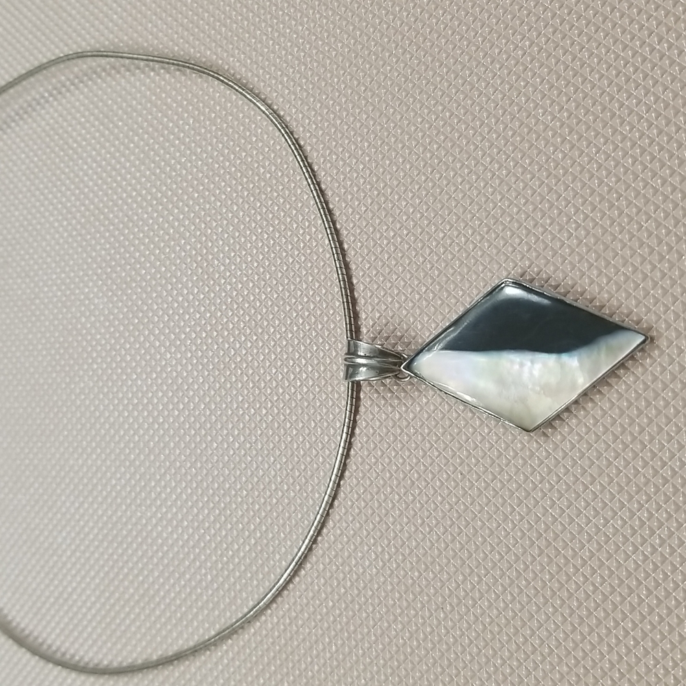 Black and White Stone Sterling Silver Pendant